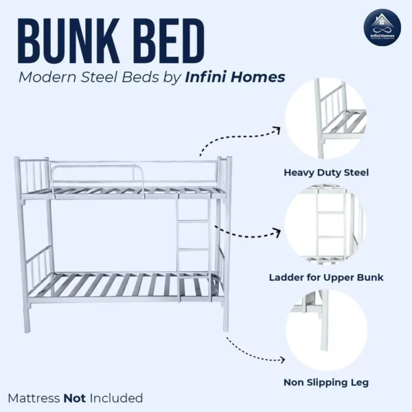 INFINI HOMES Steel Bed Frame - Sturdy Metal Platform, Easy Assembly, Modern Design