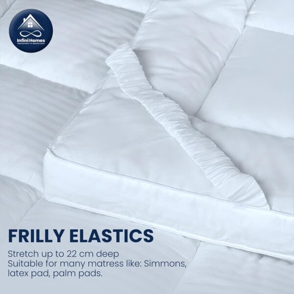 Infini Homes White Mattress Topper | 550GSM Microfiber Filling | Experience Luxurious Comfort and Support