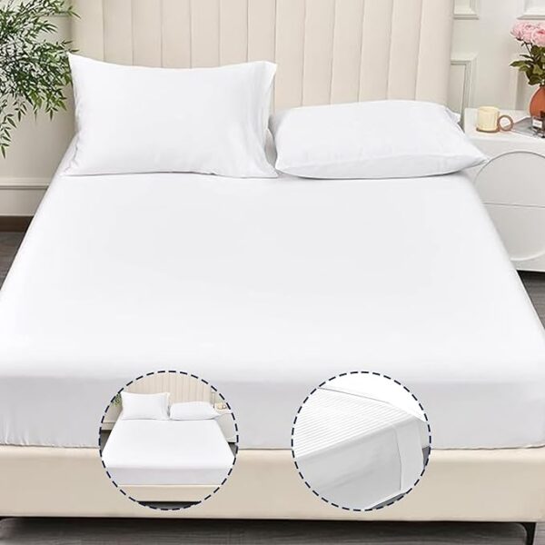 Infini Collection Premium White Fitted Sheet Experience Plush Comfort and Perfect Bedding Fit